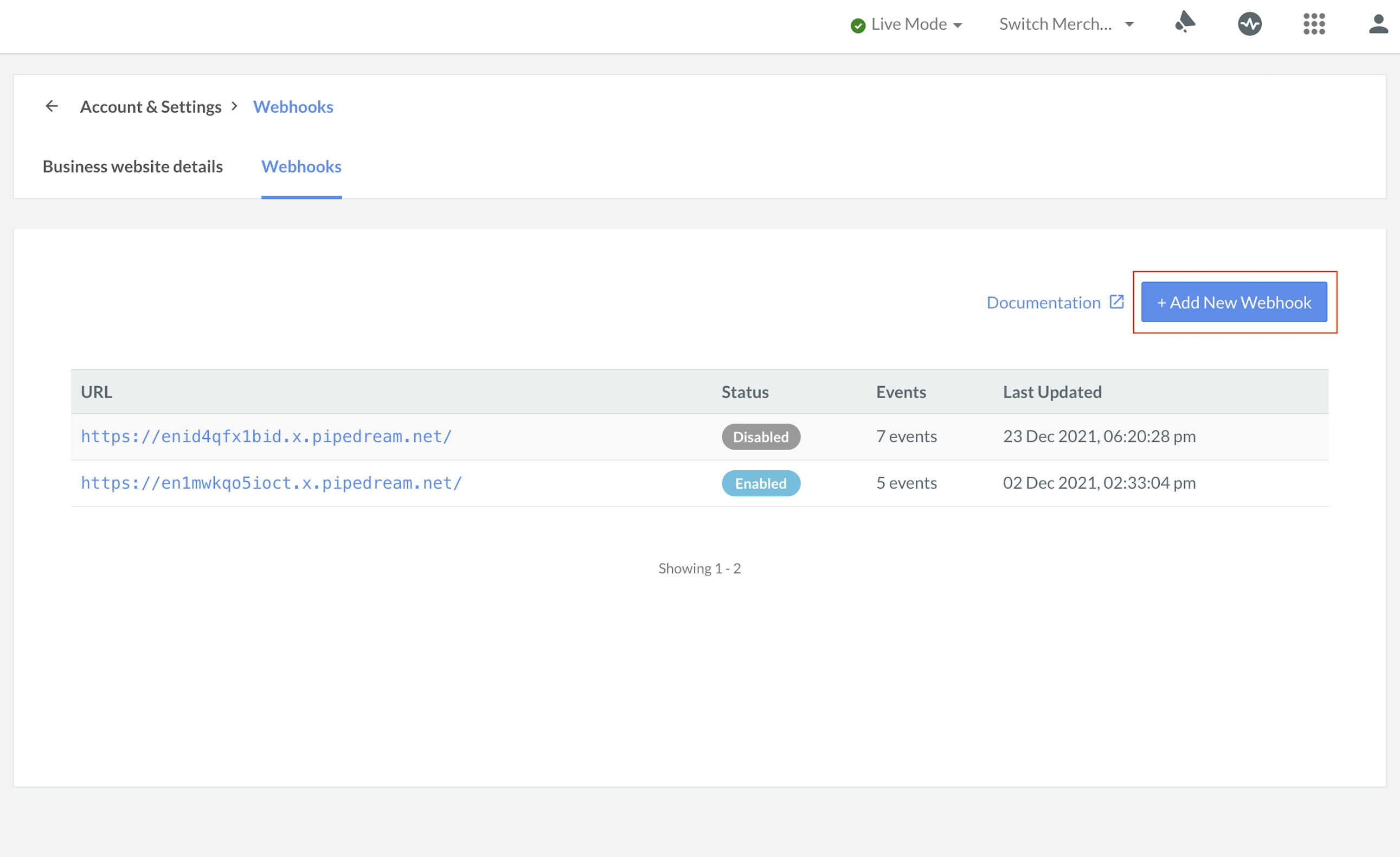 Razorpay Webhook Setup